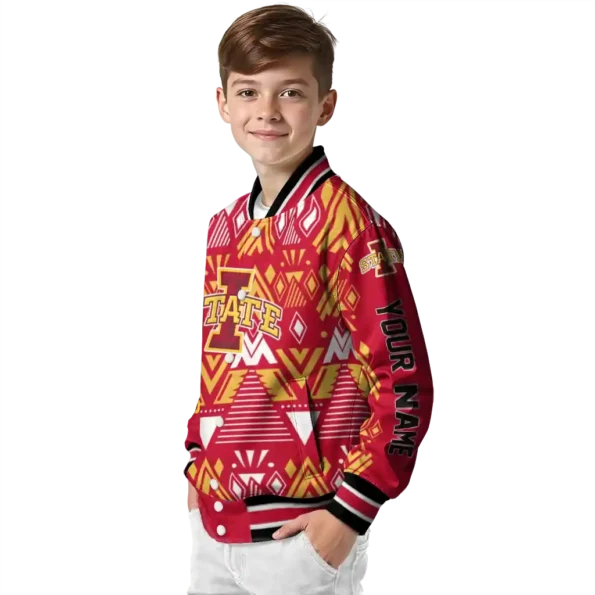 custom iowa state cyclones pyramid shapes red varsity jacket trendy.webp