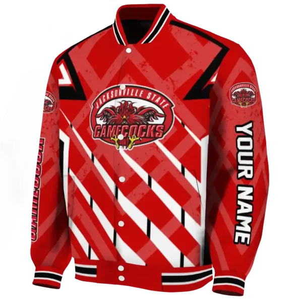 custom jacksonville state gamecocks chevron angles red varsity jacket best selling.webp