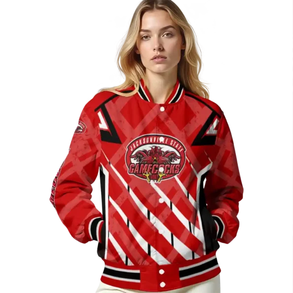 custom jacksonville state gamecocks chevron angles red varsity jacket latest model.webp