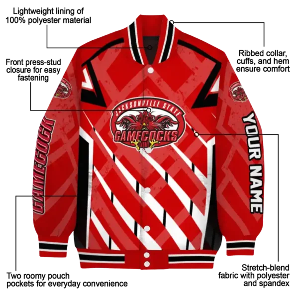custom jacksonville state gamecocks chevron angles red varsity jacket new arrival.webp