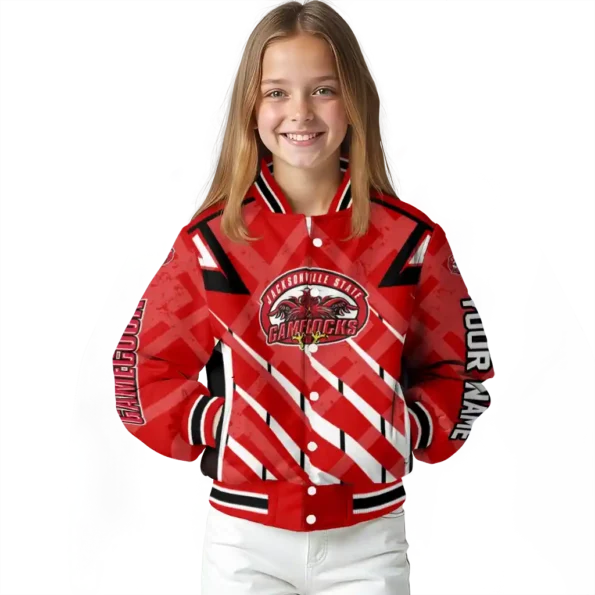 custom jacksonville state gamecocks chevron angles red varsity jacket top rated.webp