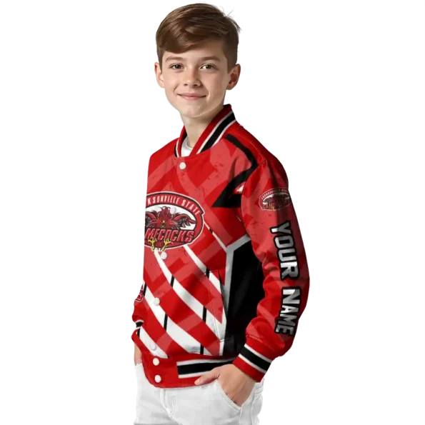 custom jacksonville state gamecocks chevron angles red varsity jacket trendy.webp