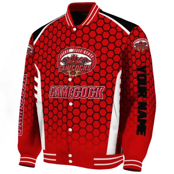 custom jacksonville state gamecocks hexagon grid red varsity jacket best selling.webp