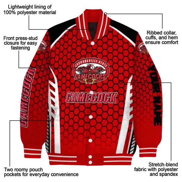 custom jacksonville state gamecocks hexagon grid red varsity jacket new arrival.webp