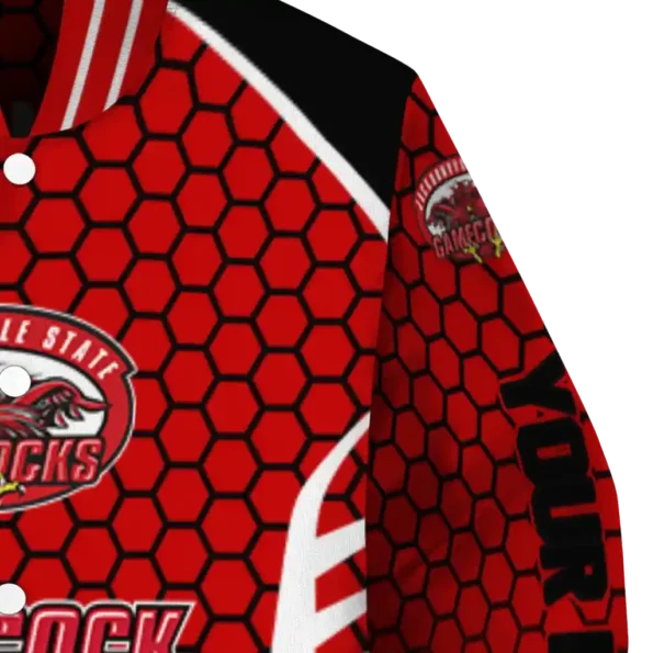 custom jacksonville state gamecocks hexagon grid red varsity jacket premium grade.webp
