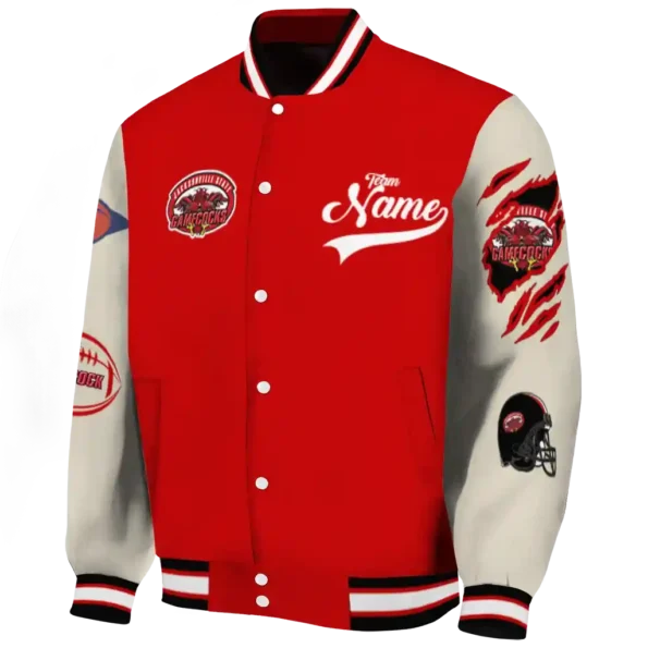custom jacksonville state gamecocks wildcat pawprint red nude varsity jacket best selling