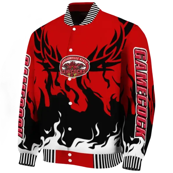 custom jacksonville state gamecocks winged blaze red white varsity jacket best selling