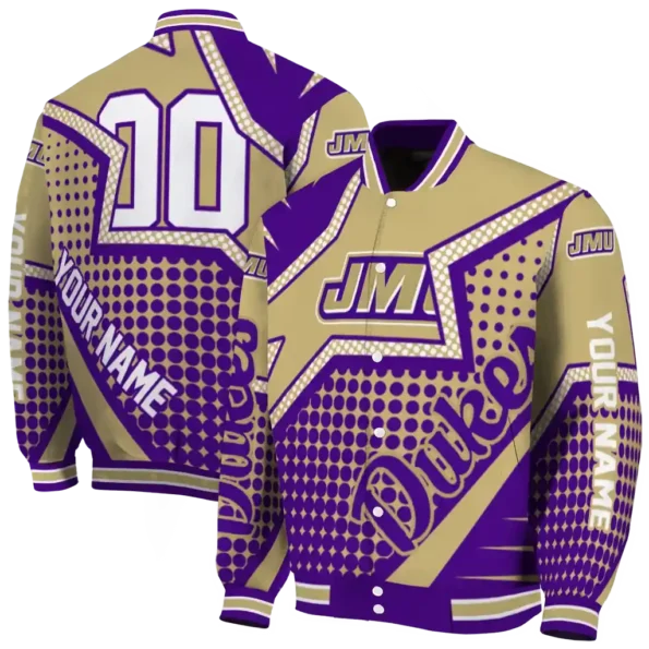 custom james madison dukes star burst purple varsity jacket fashion forward.webp