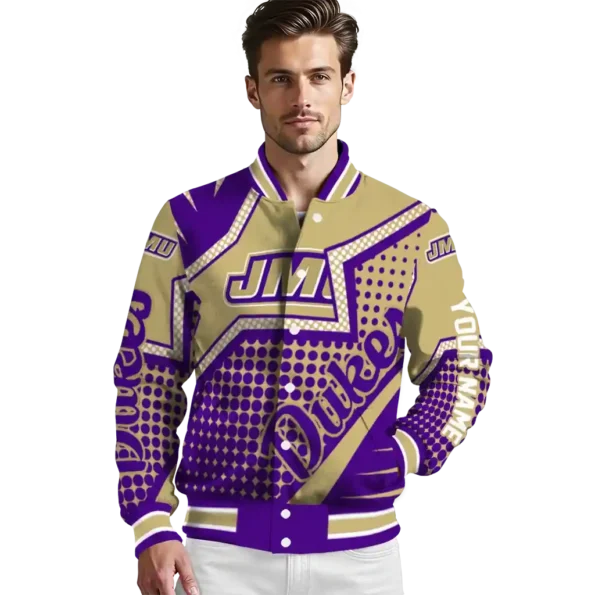 custom james madison dukes star burst purple varsity jacket high quality.webp