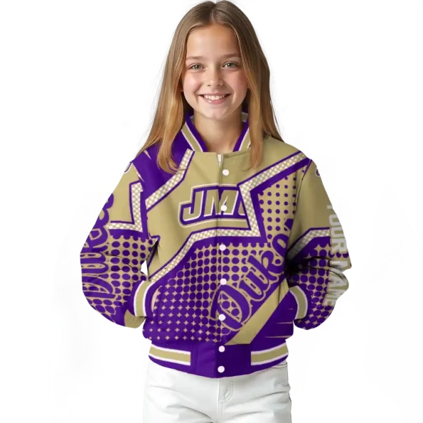custom james madison dukes star burst purple varsity jacket top rated.webp
