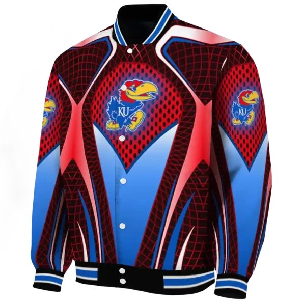 custom kansas jayhawks mesh chest crimson black varsity jacket best selling