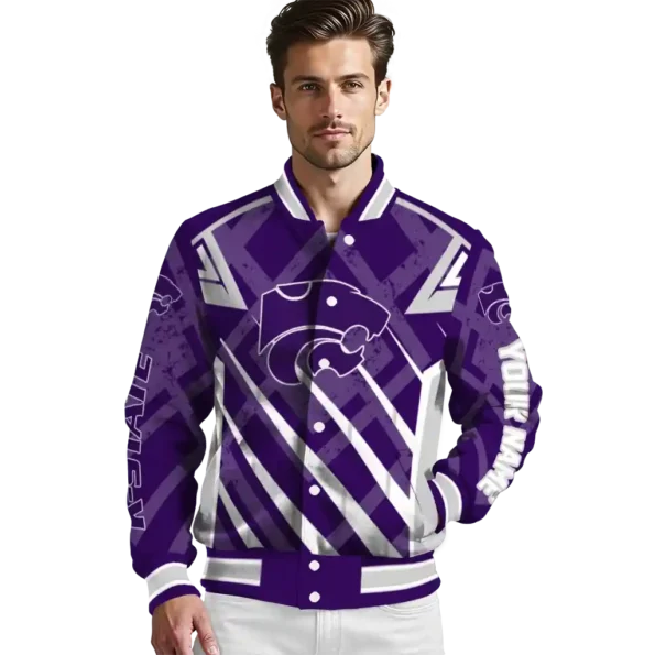 custom kansas state wildcats chevron angles purple varsity jacket high quality.webp