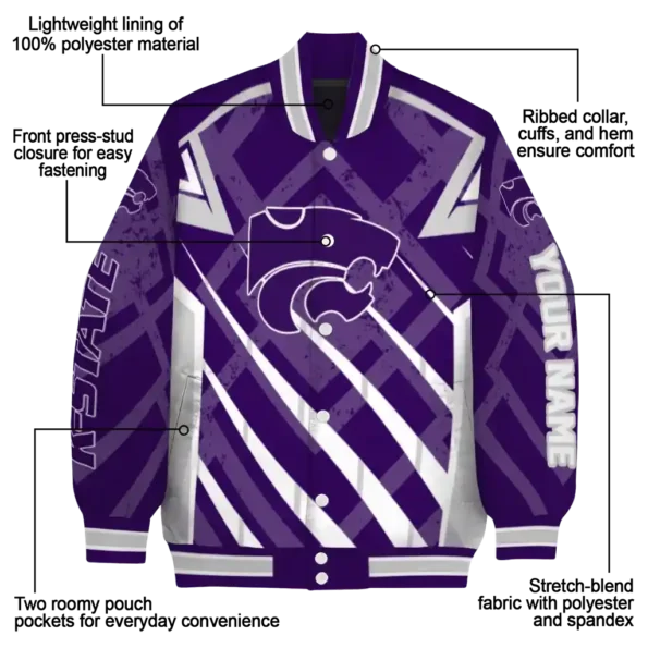 custom kansas state wildcats chevron angles purple varsity jacket new arrival.webp