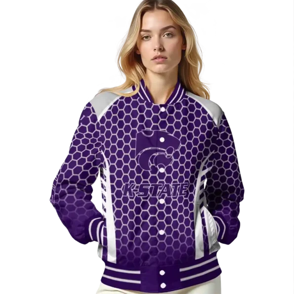 custom kansas state wildcats hexagon grid purple varsity jacket latest model.webp