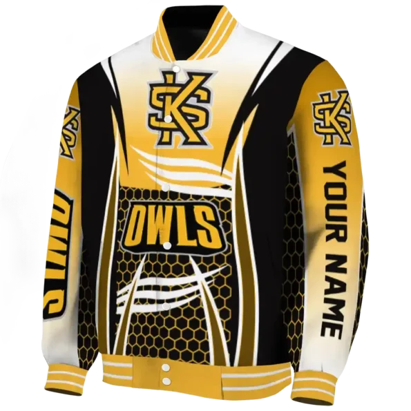 custom kennesaw state owls mesh effect gold black varsity jacket best selling