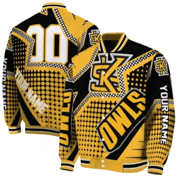 custom kennesaw state owls star burst gold varsity jacket fashion forward.webp