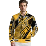 custom kennesaw state owls star burst gold varsity jacket best selling.webp
