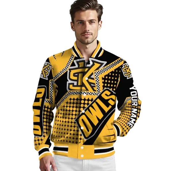 custom kennesaw state owls star burst gold varsity jacket high quality.webp