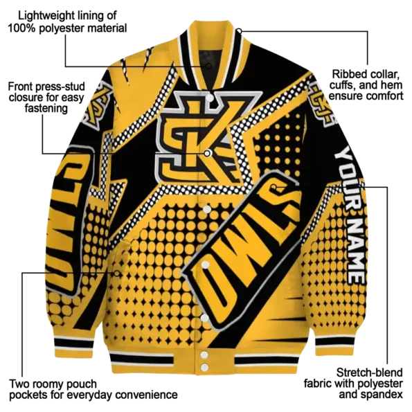 custom kennesaw state owls star burst gold varsity jacket new arrival.webp