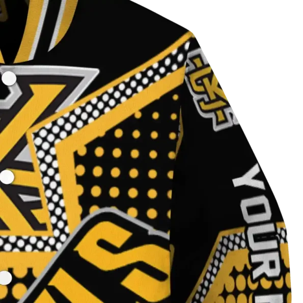 custom kennesaw state owls star burst gold varsity jacket premium grade.webp