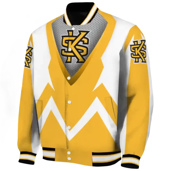 custom kennesaw state owls v stripes gold white varsity jacket best selling