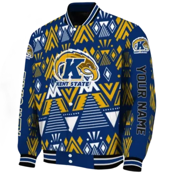 custom kent state golden flashes pyramid shapes navy blue varsity jacket best selling.webp
