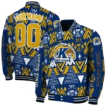 custom kent state golden flashes pyramid shapes navy blue varsity jacket best selling.webp