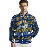 custom kent state golden flashes pyramid shapes navy blue varsity jacket best selling.webp