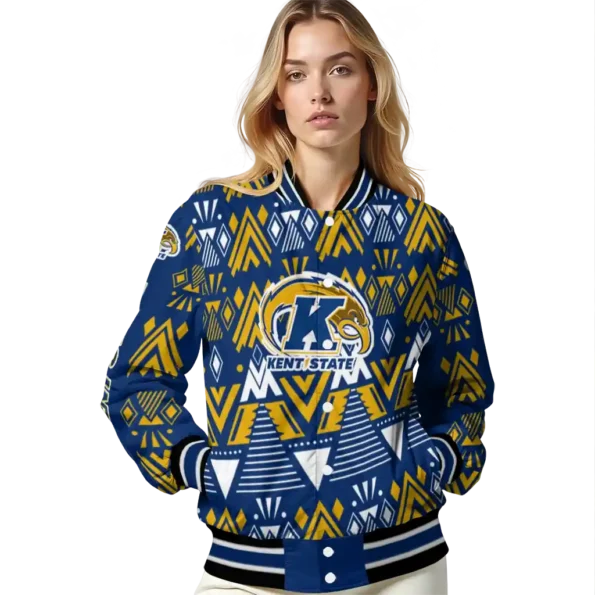 custom kent state golden flashes pyramid shapes navy blue varsity jacket latest model.webp