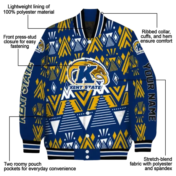 custom kent state golden flashes pyramid shapes navy blue varsity jacket new arrival.webp