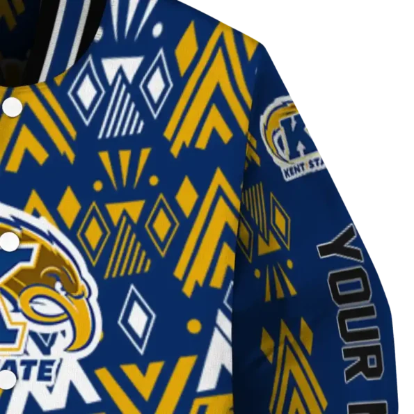 custom kent state golden flashes pyramid shapes navy blue varsity jacket premium grade.webp