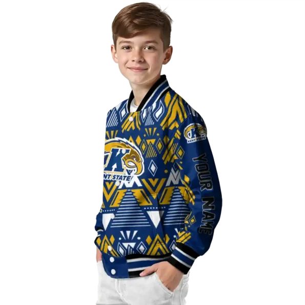 custom kent state golden flashes pyramid shapes navy blue varsity jacket trendy.webp