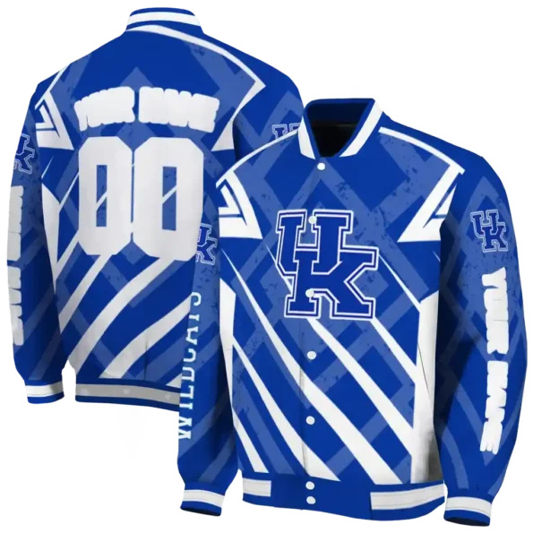 custom kentucky wildcats chevron angles blue varsity jacket fashion forward.webp