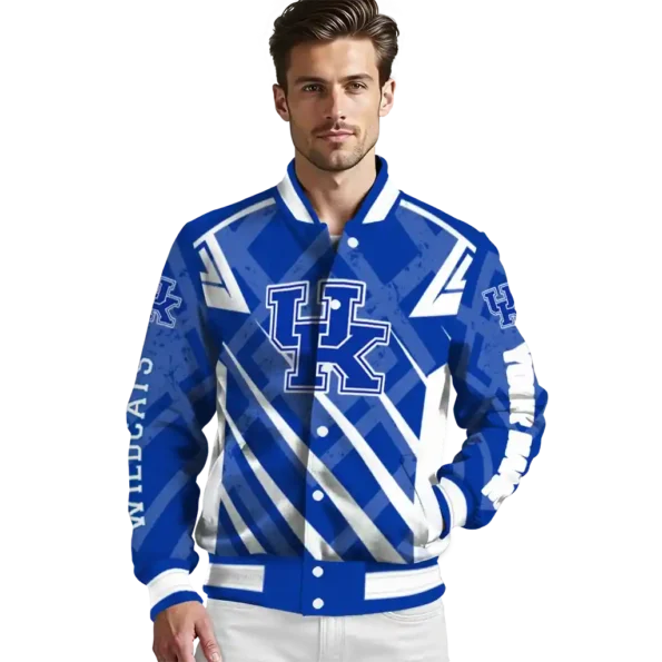 custom kentucky wildcats chevron angles blue varsity jacket high quality.webp