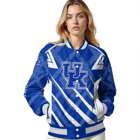 custom kentucky wildcats chevron angles blue varsity jacket latest model.webp