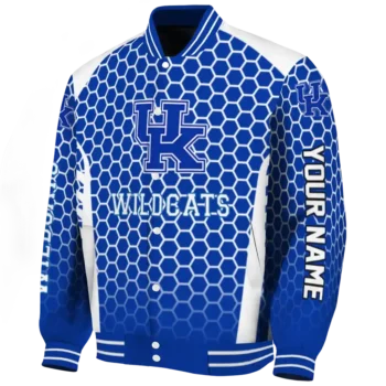custom kentucky wildcats hexagon grid blue varsity jacket best selling.webp