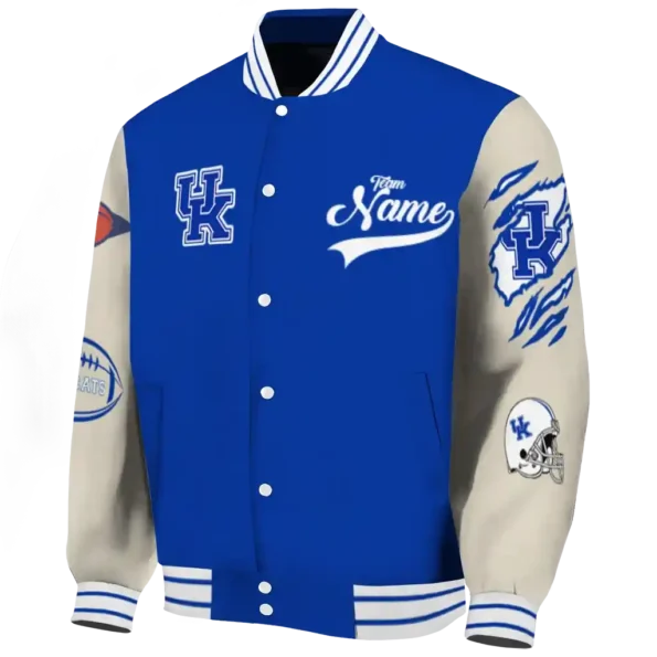 custom kentucky wildcats wildcat pawprint blue nude varsity jacket best selling