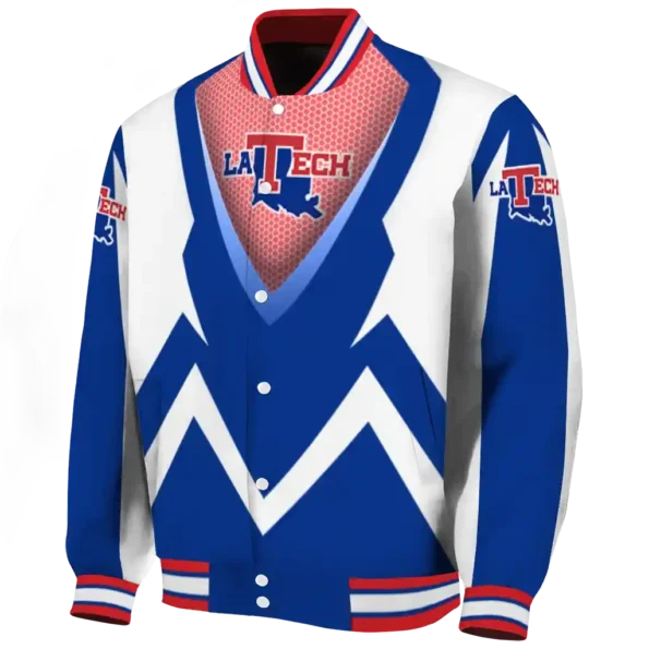 custom la tech v stripes blue white varsity jacket best selling