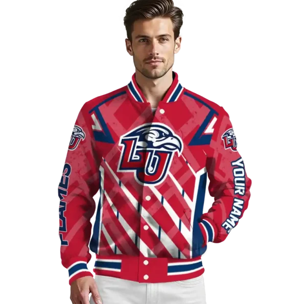 custom liberty flames chevron angles red varsity jacket high quality.webp