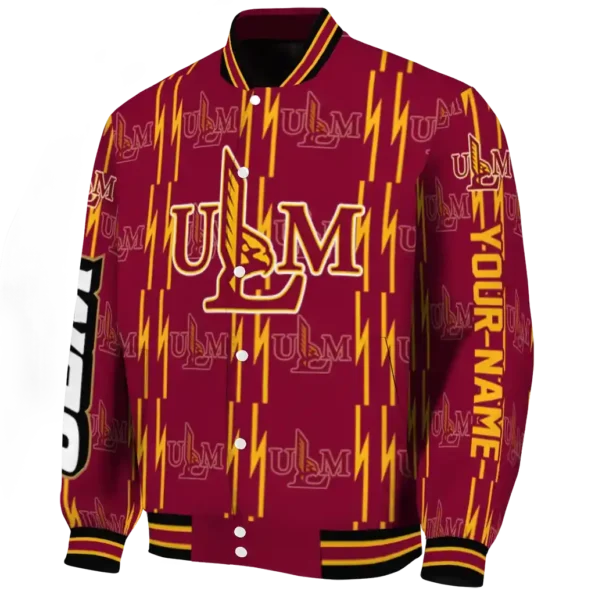 custom louisiana monroe warhawks bolt stripe red varsity jacket best selling