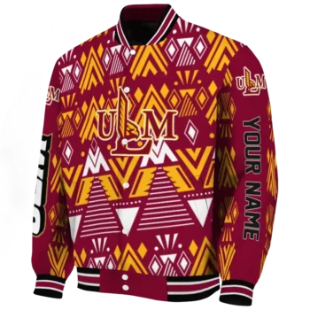 custom louisiana monroe warhawks pyramid shapes red varsity jacket best selling.webp