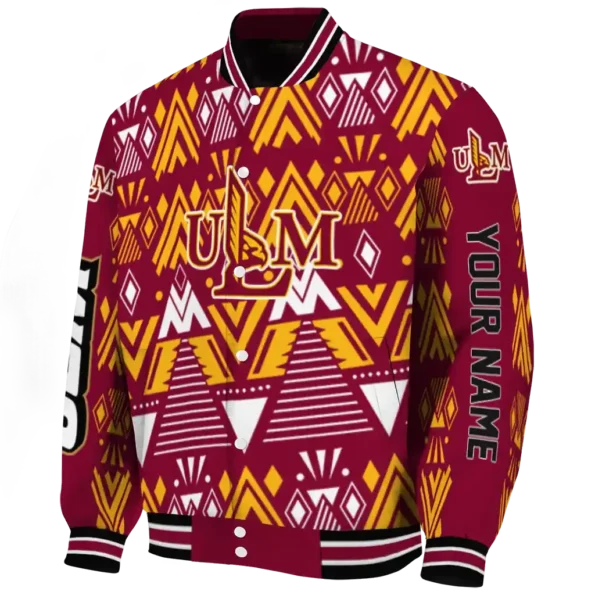 custom louisiana monroe warhawks pyramid shapes red varsity jacket best selling.webp