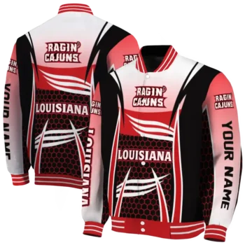 custom louisiana ragin cajuns mesh effect red black varsity jacket fashion forward.webp
