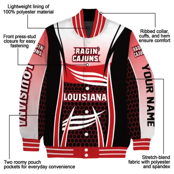 custom louisiana ragin cajuns mesh effect red black varsity jacket new arrival.webp