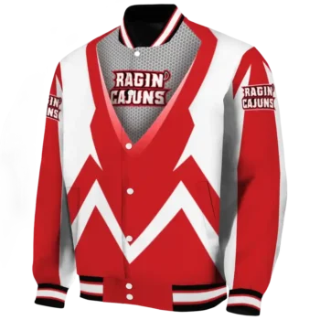 custom louisiana ragin cajuns v stripes red white varsity jacket best selling.webp