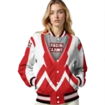 custom louisiana ragin cajuns v stripes red white varsity jacket best selling.webp
