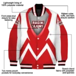 custom louisiana ragin cajuns v stripes red white varsity jacket best selling.webp