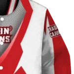 custom louisiana ragin cajuns v stripes red white varsity jacket best selling.webp