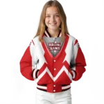 custom louisiana ragin cajuns v stripes red white varsity jacket best selling.webp