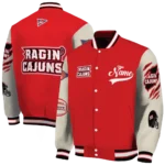 custom louisiana ragin cajuns wildcat pawprint red nude varsity jacket best selling.webp